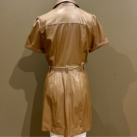 PAIGE Amina Faux-Leather Short-Sleeve Button-Front Mini Dress Size Medium - Picture 5 of 5